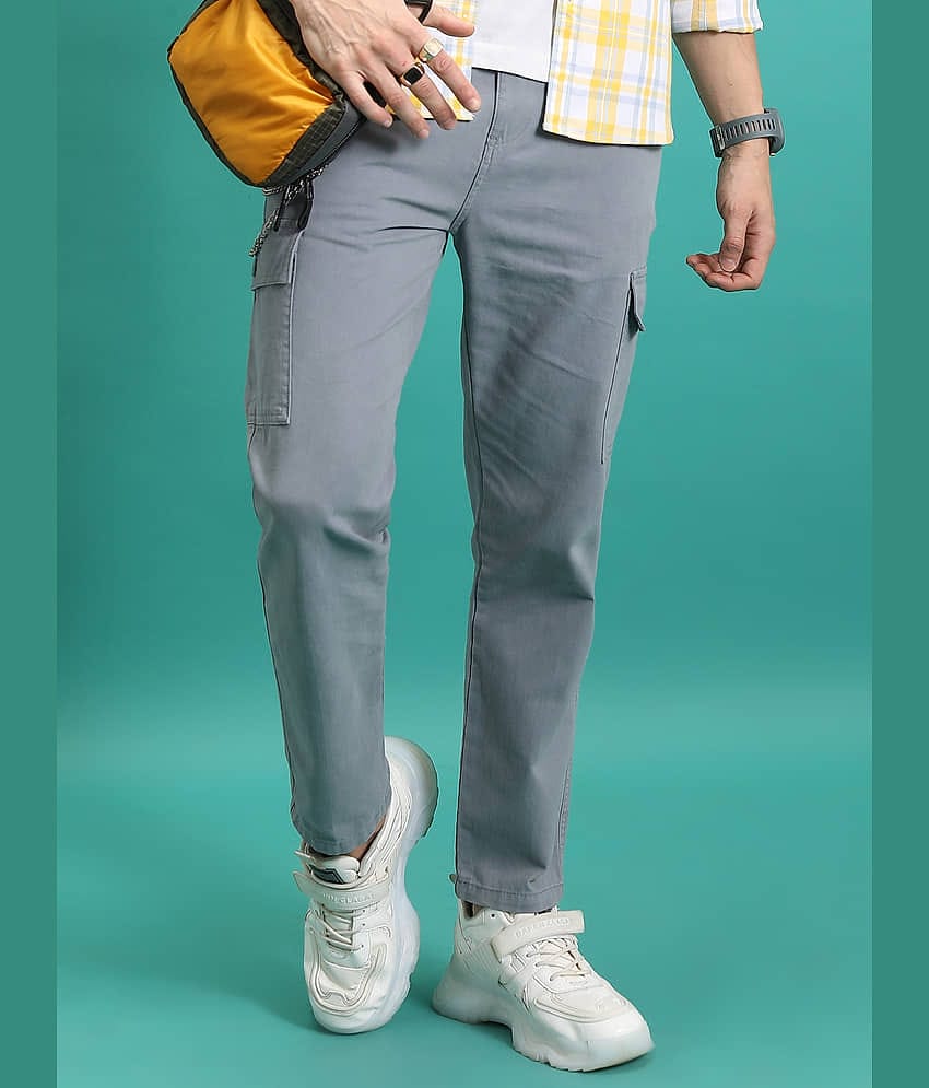 Highlander Regular Flat Men's Cargos - Light Grey ( Pack of 1 )