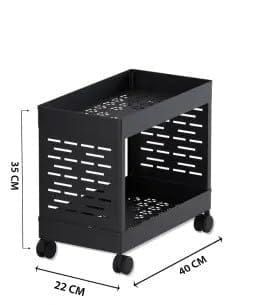 Multi Trolly Multipurpose Portable Storage Floor Standing Or Tabletop Rack|Trolley with Wheels for Kitchen Storage, Tiered Shelf (Plastic, 2 Shelf)