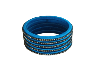 Elegant Blue Silk Thread Bangles with Stone Embellishments