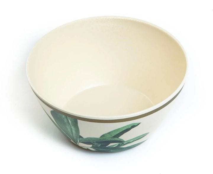 Set of 2 Tropical Leaf Print Synthetic Dinnerware Bowls