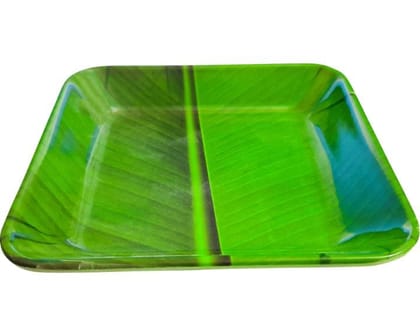 Eco-Friendly Green Banana Leaf Design Square Disposable Plates - Pack of 4