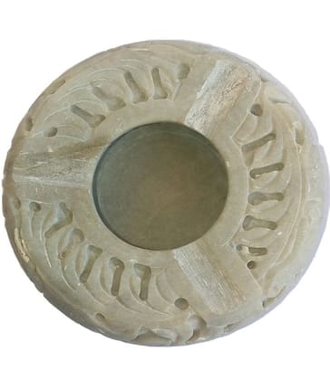 Hand Carved Marble Decorative Ashtray Bowl, Light Green Stone