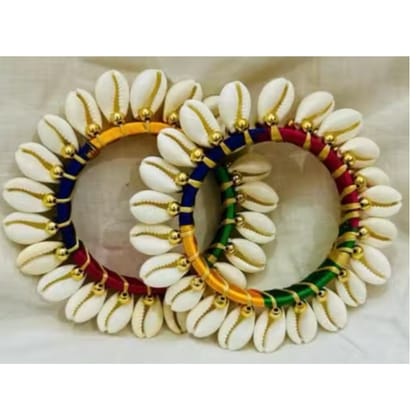 Madkraft Multicolor kodi kada- Cowrie Shell Bangles  for Women–Ethnic Partywear Traditional Jewelry Set (2 Pieces)