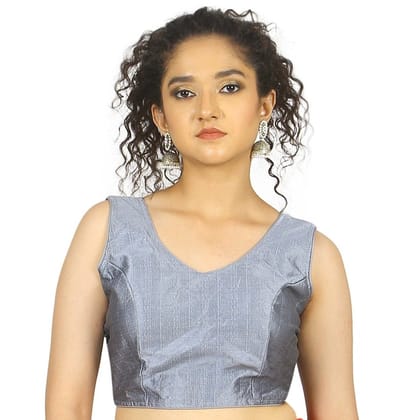 TheHangr Grey Silk Multicolor Latkan Blouse -  36