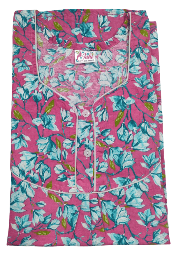  Women's Pink Floral Print Cotton Nighty