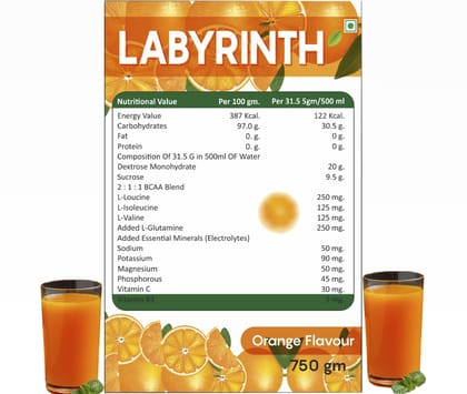 Labyrinth Instant Sparkling Energy Booster Orange Flavour 750gm