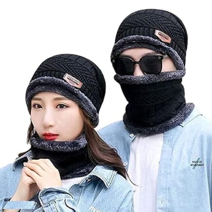 V3Deals Woollen Beanie Cap & Muffler Set for Men & Women | Winter Wear for Men | Warm Head & Neck Warmer | Unisex Wool Cap & Scarf | Assorted Color – Color Will Be Sent as per Availability