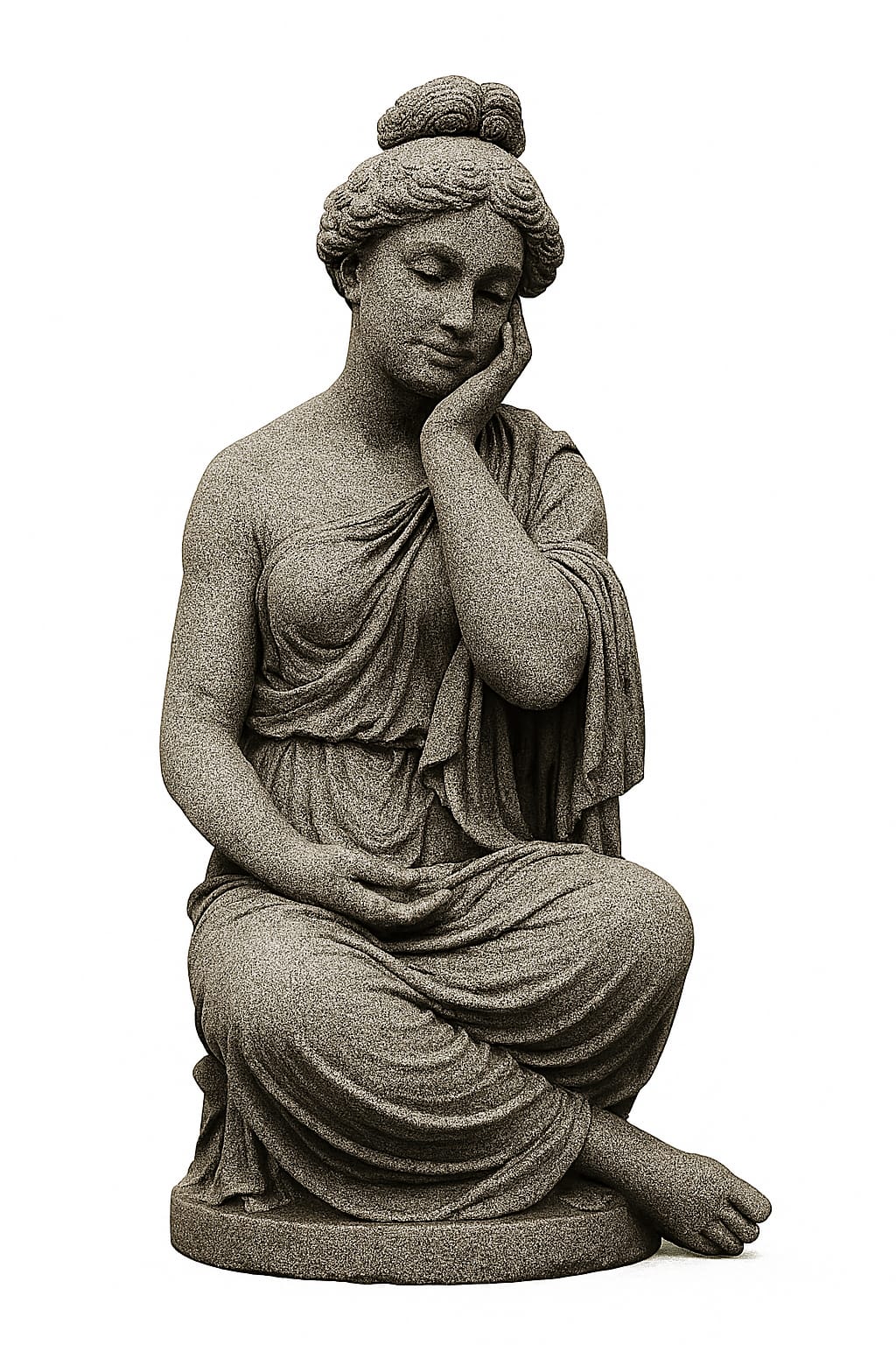 Elegant Seated Classical Woman Stone Garden Statue