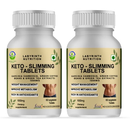 LABYRINTH NUTRITION Keto Slimming Tablets Garcinia Cambogia, Green Coffee Beans & Green Tea Extracts 1000mg_60T