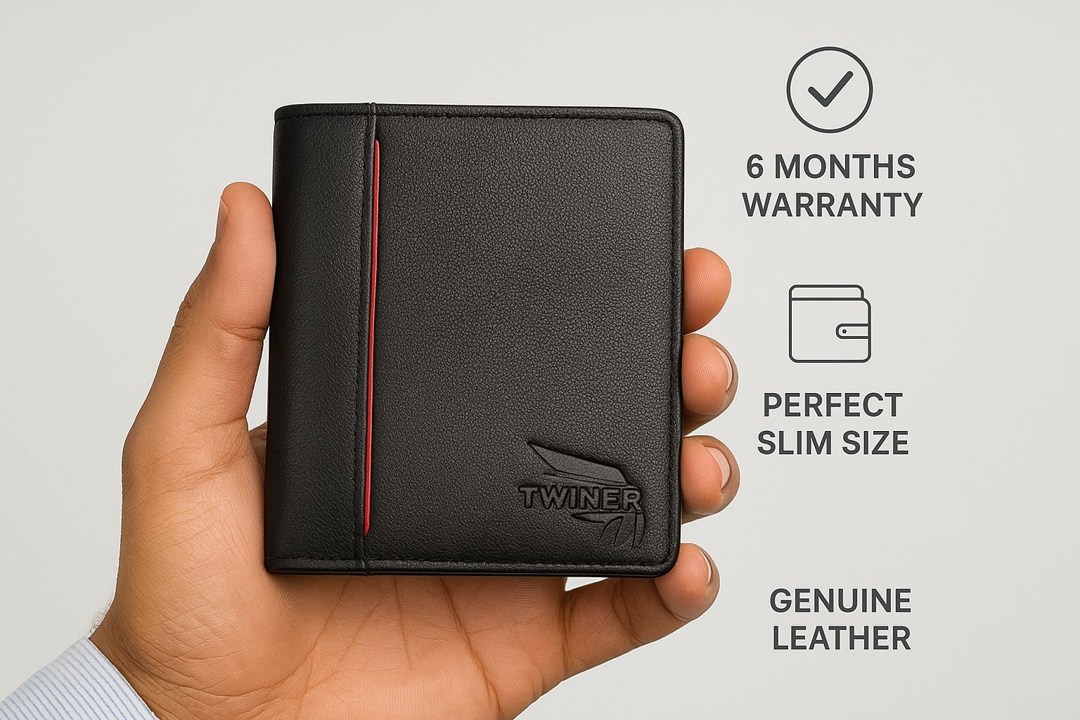 Twiner Premium Leather RFID-Protected Wallet with Coin Pocket & Card Holder