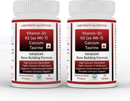 Labyrinth Nutrition Vitamin-D3 K2 Calcium Taurine Advanced Bone Building Formula 60 Tablets