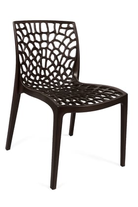 Modern Web Pattern Dark Brown Plastic Dining Chair