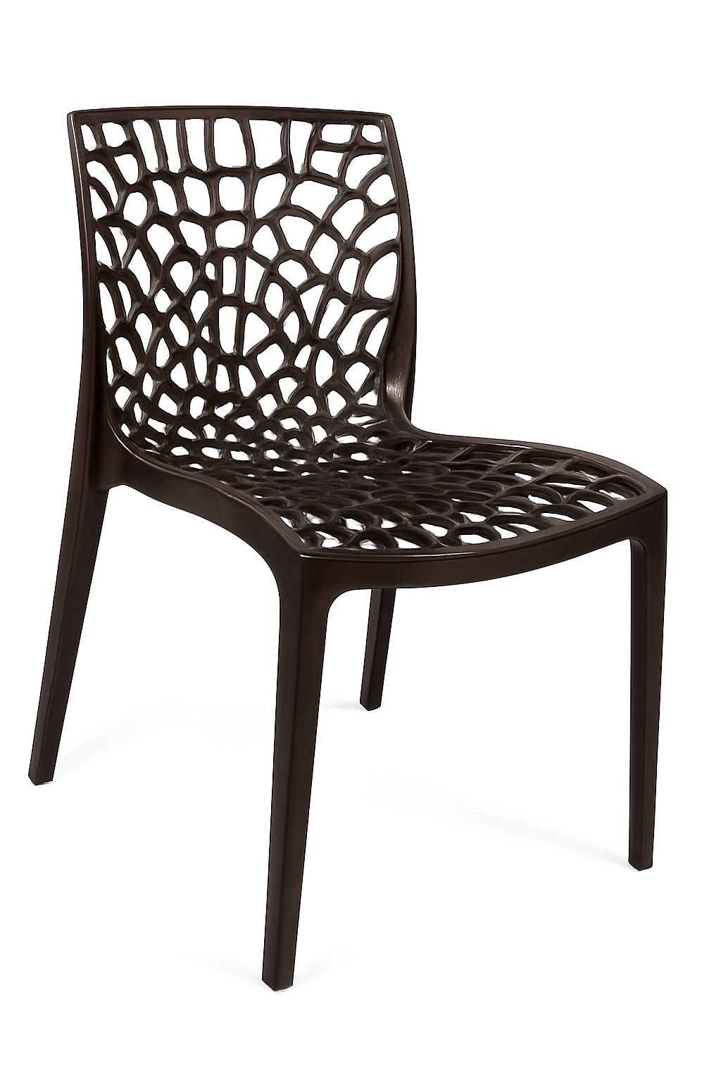 Modern Web Pattern Dark Brown Plastic Dining Chair