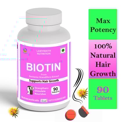Labyrinth Nutrition Biotin from Sesbania Grandiflora Extract for Hair Growth - 90 Tablets