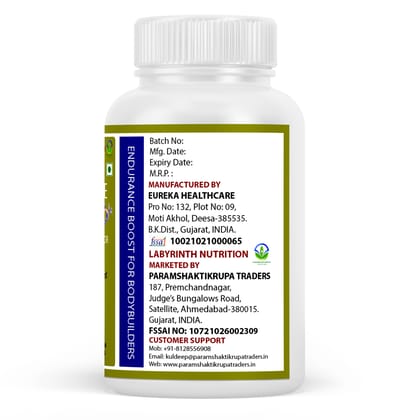 Labyrinth Nutrition L-Arginine 1000mg Pre-Workout for Bodybuilders, 60 Veg Capsules