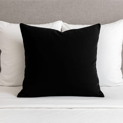 Luxurious Black Velvet Square Throw Pillow - Soft & Elegant Home Decor Accent