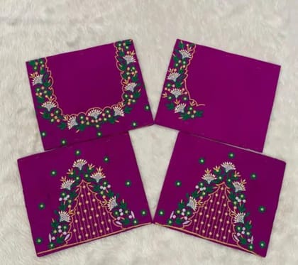 Embroidered Purple Unstitched Blouse Pieces with Floral Design Embroidered Purple Unstitched Blouse Pieces with Floral Design