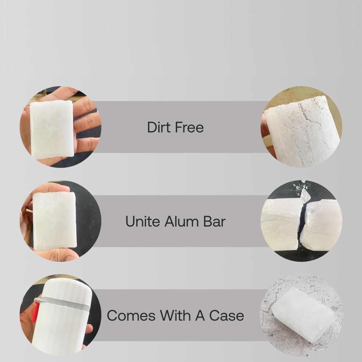 Milieus 100% Pure & Natural Origin Alum Bar (Fitkari Stone) & 1 Travel Case for Men & Women| Natural After Shave, Antiseptic, Anti-Odour & Skin Tightening Benefits (1 pc (100 gm))