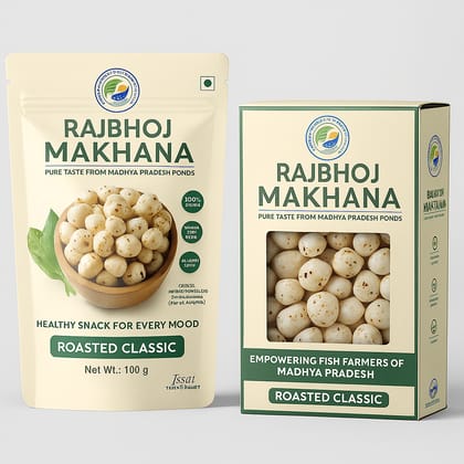 Rajbhoj Makhana – Roasted Classic | Healthy Fox Nut Snack | 100% Natural |