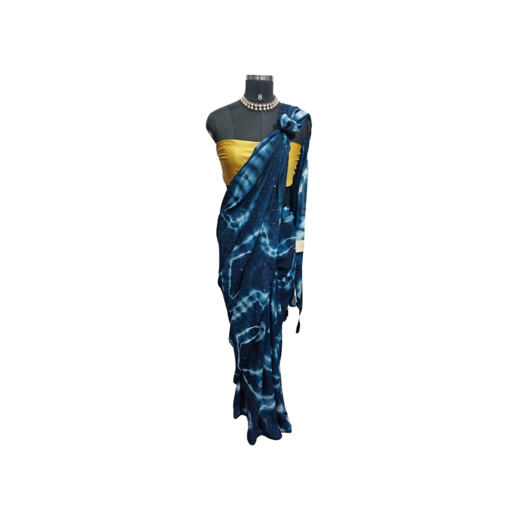 Blue Georgette Saree