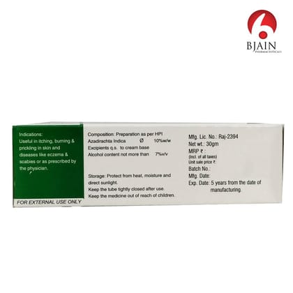 BJAIN Azadirachta Indica (Neem) Homoeopathic Cream - 30g (PACK OF 4)