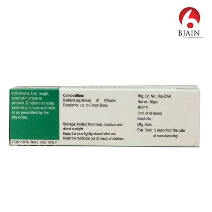 BJAIN Berberis Aquifolium Skin Cream for Dry, Pimple-Prone & Scaly Skin - 30gm (PACK OF 4)