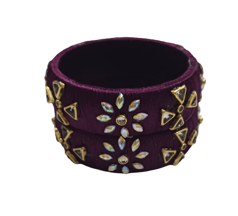 Exquisite Purple Silk Thread Bangles with Stone Embellishments - Bangles & Bracelets | Buy online on ZillyBuy