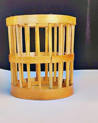 Handcrafted Natural Bamboo Cylindrical Storage Basket Organizer