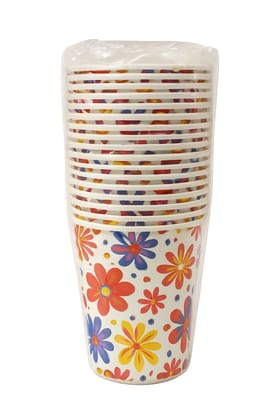Floral Printed Disposable Paper Cups (Pack of 25)