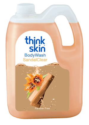 Think Skin Body Wash Sandal Clear 5L Refill Can | Paraben-Free Shower Gel with Sandalwood Essence | Nourishing & Skin-soothing Formula | Rich Lather for a Luxurious Bath | Long-lasting Fragrance