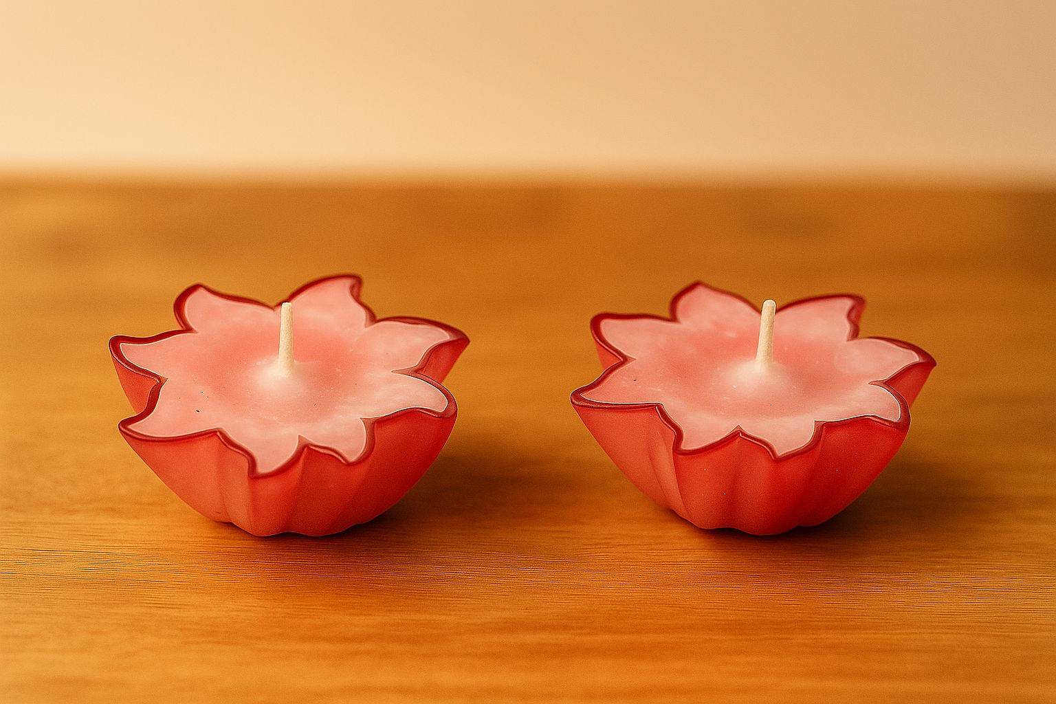 Flower-Shaped Light Pink Floating Candles (Set of 2)
