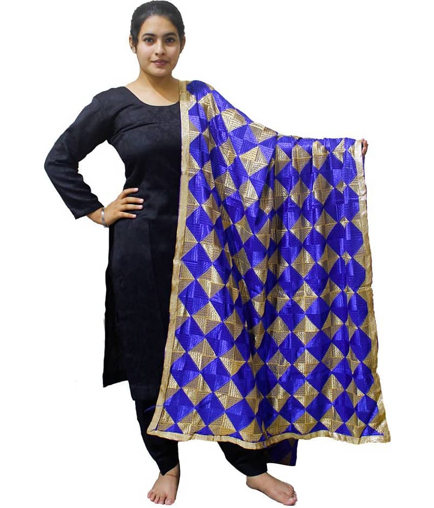 Sahej Suits & Phulkari Blue Chiffon Dupatta