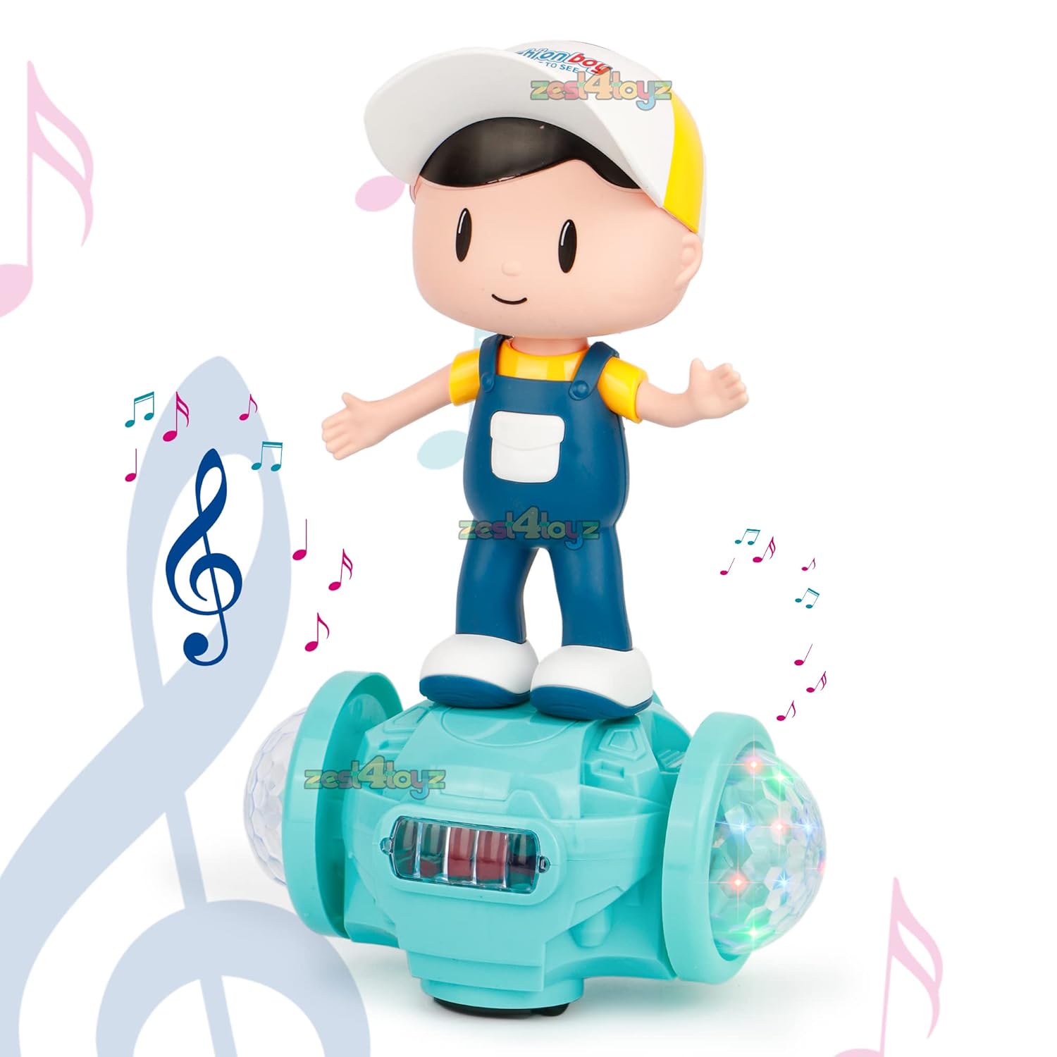 Dancing Boy with Music, Flashing Lights & 360-Degree Rotating Wheels