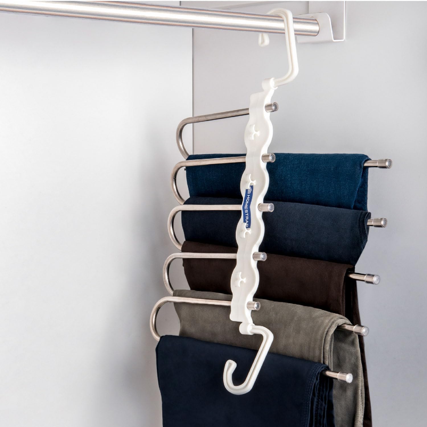 5-in-1 Multilayer Plastic & Stainless Steel Space-Saving Trouser Hanger