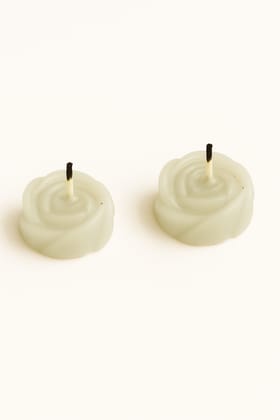 Set of 2 Elegant Light Green Rose Shaped Floating Candles