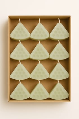 Light Green Hexagonal Tea Light Candles - Set of 12