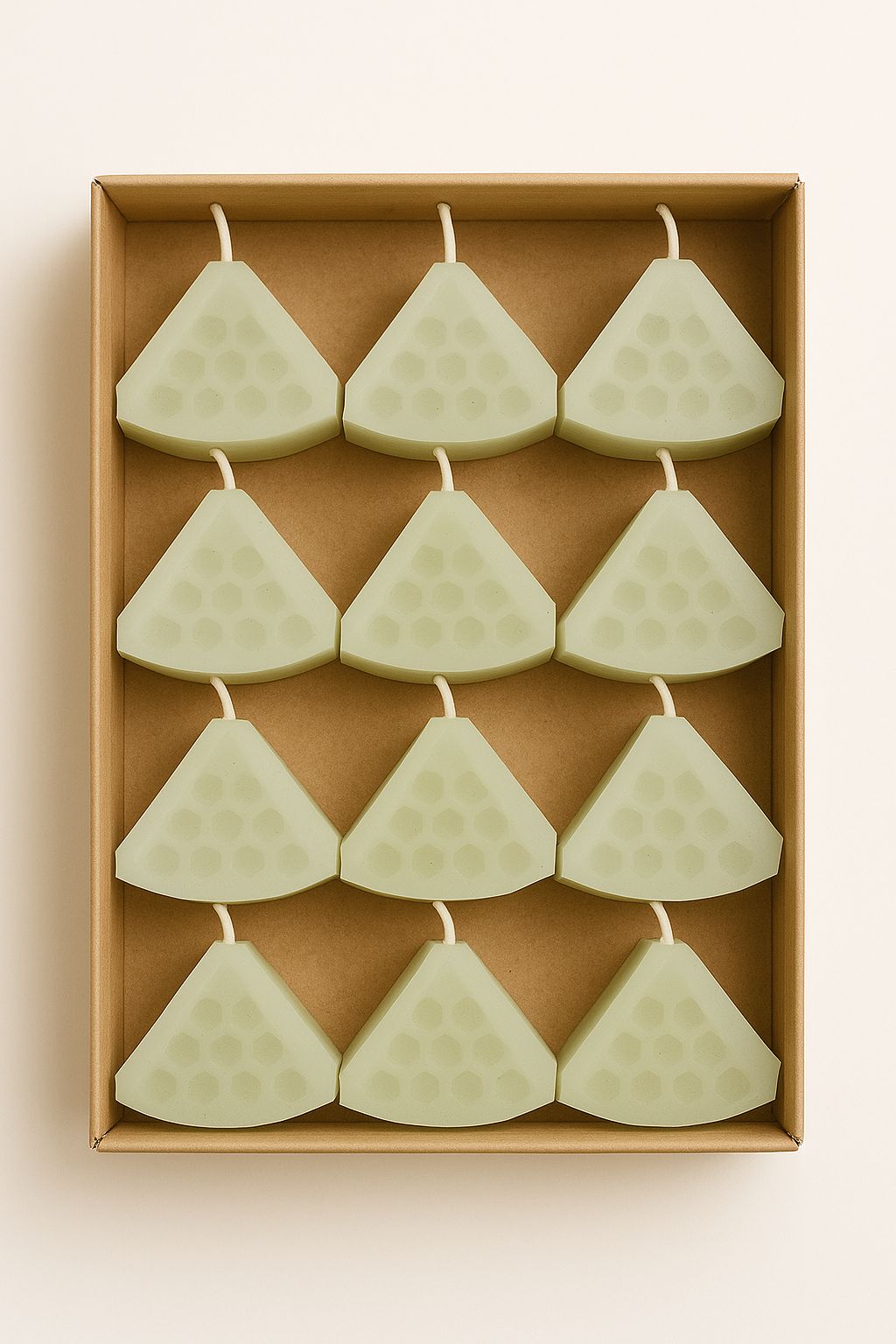 Light Green Hexagonal Tea Light Candles - Set of 12