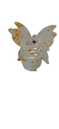 White Butterfly Hair Claw Clip with Orange Speckles