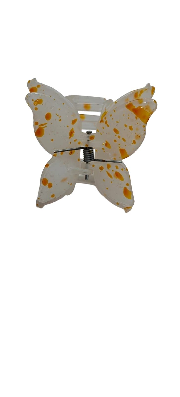 White Butterfly Hair Claw Clip with Orange Speckles