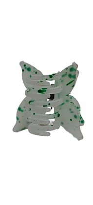 White & Green Floral Design Hair Claw Clip for Women