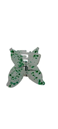 White & Green Floral Design Hair Claw Clip for Women White & Green Floral Design Hair Claw Clip for Women