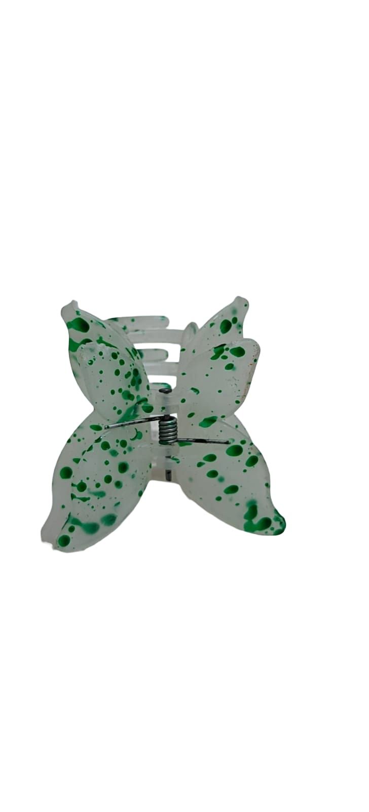 White & Green Floral Design Hair Claw Clip for Women
