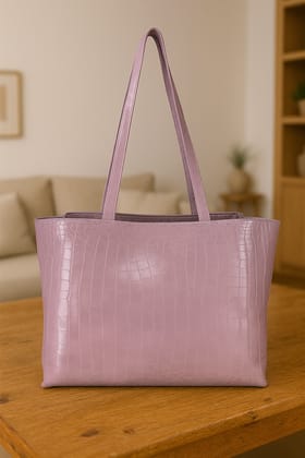 Lavender Croc-Embossed Tote Bag
