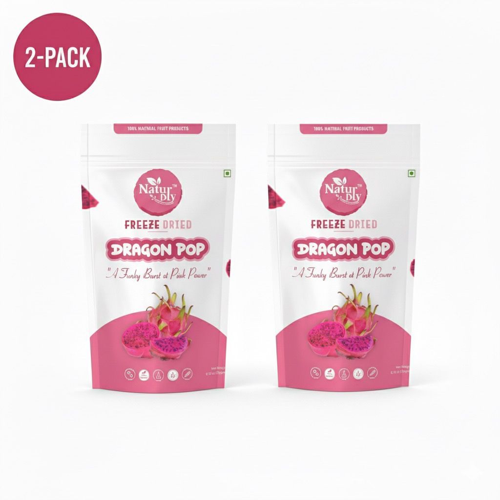 NaturDry Freeze-Dried Dragon Fruit Slices | Crunchy Fruit Snack, Vegan & Antioxidant Rich | 20g - Pack of 2