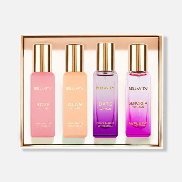 BELLAVITA Luxury Perfume Gift Set for Women - Rose, Glam, Date, Senorita (4x20ml)