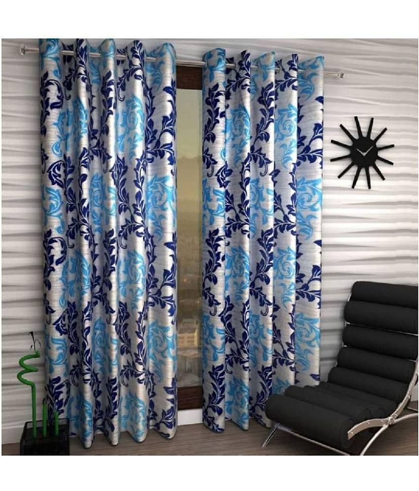 Tanishka Fabs Floral Semi-Transparent Eyelet Curtain 9 ft ( Pack of 2 ) - Multi Color