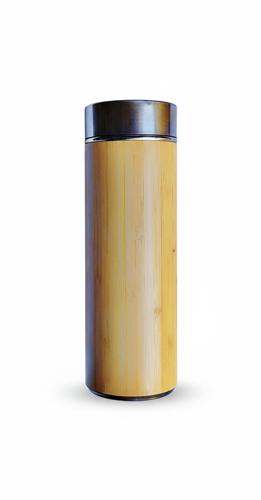 Eco-Friendly Bamboo Insulated Bottle with Tea Infuser - Stainless Steel Thermal Flask