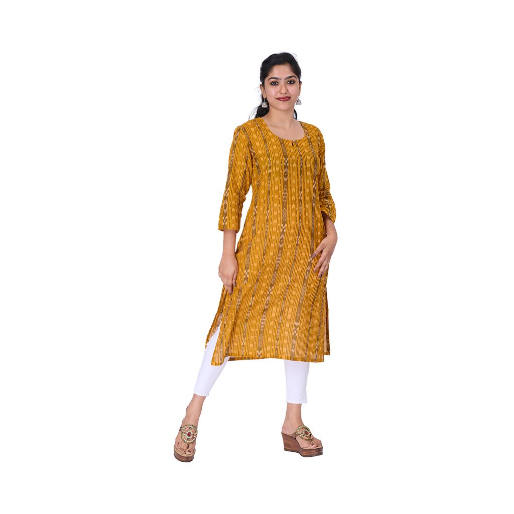 GUENDICHA HAAT Sambalpuri Certified Handloom Women's Pure Cotton Kurta