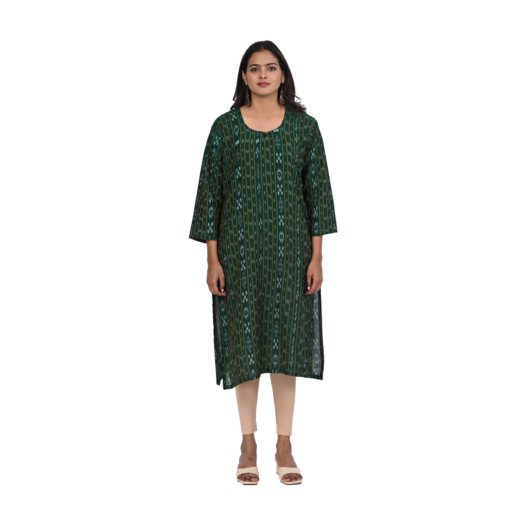 GUENDICHA HAAT Sambalpuri Certified Handloom Women's Pure Cotton Kurta 