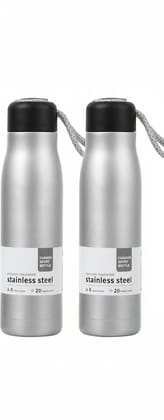 Vacuum Insulated Stainless Steel Fashion Sport Water Bottle (Set of 2) Silver Combo 2 unit